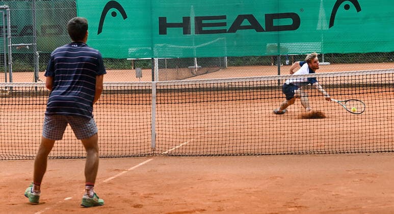 22 06 2022, xpsx, Tennis ITF Tournament at TC Bruchköbel, v l Miguel Avendano Cadena ESP , Matthew William Donald CZE Bruchköbel Hessen Germany DEU
