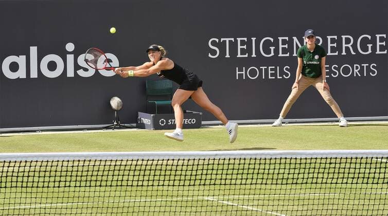 22 06 2022 Bad Homburg vor der Höhe, Kurpark, Tennis WTA 250 Bad Homburg Open Round of 16 Lucia Bronzetti vs Angelique Kerber picture shows Angelique Kerber emspor, DFL regulations prohibit any use of photographs as image sequences and or quasi video