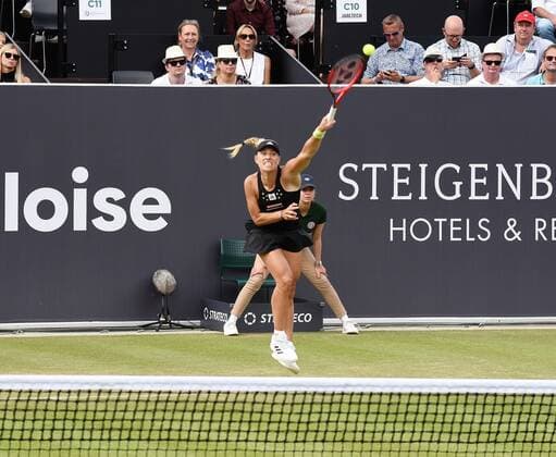 22 06 2022 Bad Homburg vor der Höhe, Kurpark, Tennis WTA 250 Bad Homburg Open Round of 16 Lucia Bronzetti vs Angelique Kerber picture shows Angelique Kerber emspor, DFL regulations prohibit any use of photographs as image sequences and or quasi video