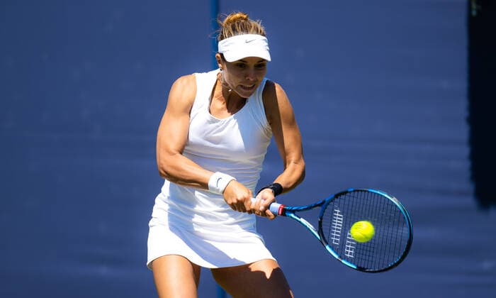 June 22, 2022, Eastbourne, GREAT BRITAIN: Viktoriya Tomova of Bulgaria in action during the third round of the 2022 Rothesay International WTA, Tennis Damen 500 tennis tournament against Kirsten Flipkens of Belgium Eastbourne GREAT BRITAIN - ZUMAa181 20220622_zaa_a181_011 Copyright: xRobxPrangex
