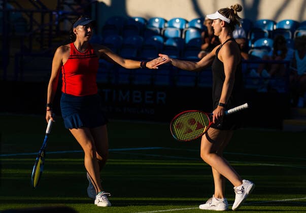 June 22, 2022, Eastbourne, GREAT BRITAIN: Giuliana Olmos of Mexico & Gabriela Dabrowski of Canada in action during the second round of doubles at the 2022 Rothesay International WTA, Tennis Damen 500 tennis tournament Eastbourne GREAT BRITAIN - ZUMAa181 20220622_zaa_a181_090 Copyright: xRobxPrangex