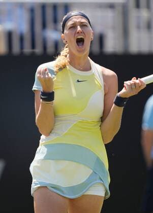 Mandatory Credit: Photo by Dave Shopland Shutterstock (12992817a) Petra Kvitova celebrates match point as she reaches the final Rothesay International Eastbourne, Tennis, Devonshire Park, Eastbourne, UK - 24 Jun 2022 Rothesay International Eastbourne, Tennis, Devonshire Park, Eastbourne, UK - 24 Jun 2022  Copyright: xDavexShopland Shutterstockx 12992817a