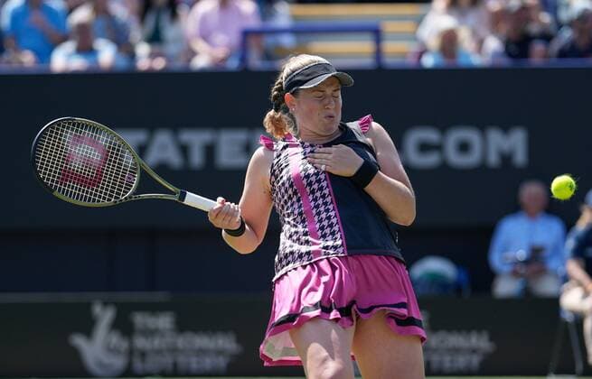 Mandatory Credit: Photo by Dave Shopland Shutterstock (12992817cj) 2021 Ladies Champion Latvia s Jelena Ostapenko reaches the final Rothesay International Eastbourne, Tennis, Devonshire Park, Eastbourne, UK - 24 Jun 2022 Rothesay International Eastbourne, Tennis, Devonshire Park, Eastbourne, UK - 24 Jun 2022  Copyright: xDavexShopland Shutterstockx 12992817cj