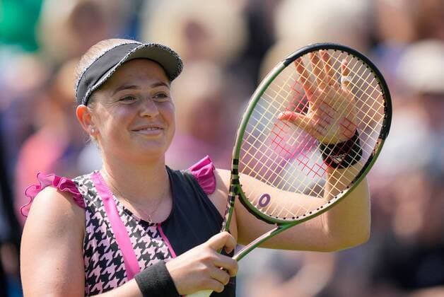 Mandatory Credit: Photo by Dave Shopland Shutterstock (12992817ch) 2021 Ladies Champion Latvia s Jelena Ostapenko reaches the final Rothesay International Eastbourne, Tennis, Devonshire Park, Eastbourne, UK - 24 Jun 2022 Rothesay International Eastbourne, Tennis, Devonshire Park, Eastbourne, UK - 24 Jun 2022  Copyright: xDavexShopland Shutterstockx 12992817ch