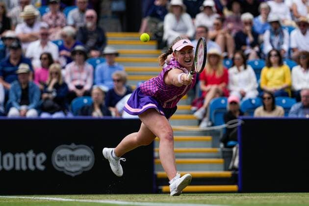 Mandatory Credit: Photo by Dave Shopland Shutterstock (12992820ap) Jelena Ostapenko in the Women s singles final Rothesay International Eastbourne, Tennis, Devonshire Park, Eastbourne, UK - 25 Jun 2022 Rothesay International Eastbourne, Tennis, Devonshire Park, Eastbourne, UK - 25 Jun 2022  Copyright: xDavexShopland Shutterstockx 12992820ap