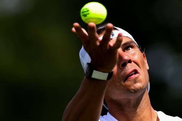 25th June 2022, All England Lawn Tennis and Croquet Club, London, England; Wimbledon Tennis tournament; Rafael Nadal during his practice session on court 10  ActionPlus12402314 ShaunxBrooks
