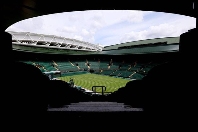 25th June 2022, All England Lawn Tennis and Croquet Club, London, England; Wimbledon Tennis tournament; General view of court 1 as final preparations are made  ActionPlus12402292 ShaunxBrooks