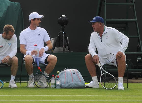 Tennis - 2022 All England Championships - Pre-evemnt practice - Wimbledon - Saturday 25th June 2022 Andy Murray of GBR talks with coach Ivan Lendl 