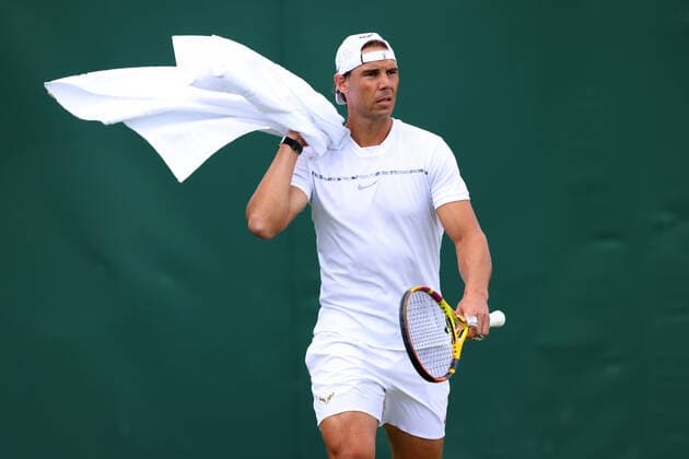 25th June 2022, All England Lawn Tennis and Croquet Club, London, England; Wimbledon Tennis tournament; Rafael Nadal during his practice session  ActionPlus12402405 ShaunxBrooks
