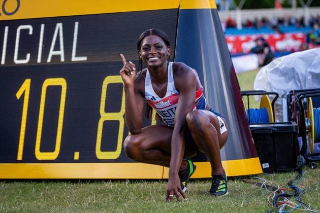 Sport Themen der Woche KW25 25 06 2022. UK Championship Daryll Neita celebrates winning the Women s 100m at the Muller UK Athletics Championships at Manchester Regional Arena, Manchester, United Kingdom on 25 June 2022. Manchester Manchester Regional Arena Rome United Kingdom Editorial use only , Copyright: xIanxStephenx PSI-15454-0024