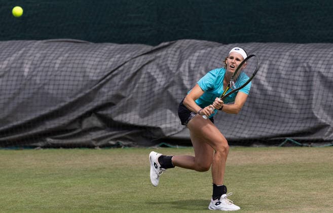Belgian Greet Minnen pictured during the 2022 Wimbledon grand slam tennis tournament at the All England Tennis Club, in south-west London, Britain, Sunday 26 June 2022. BENOITxDOPPAGNE  x36659137x