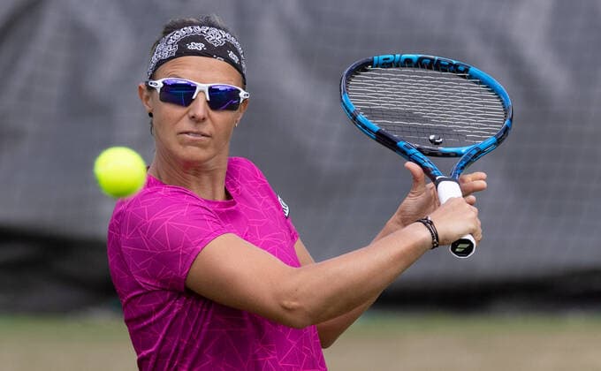 Belgian Kirsten Flipkens pictured during the 2022 Wimbledon grand slam tennis tournament at the All England Tennis Club, in south-west London, Britain, Sunday 26 June 2022. BENOITxDOPPAGNE  x36659818x