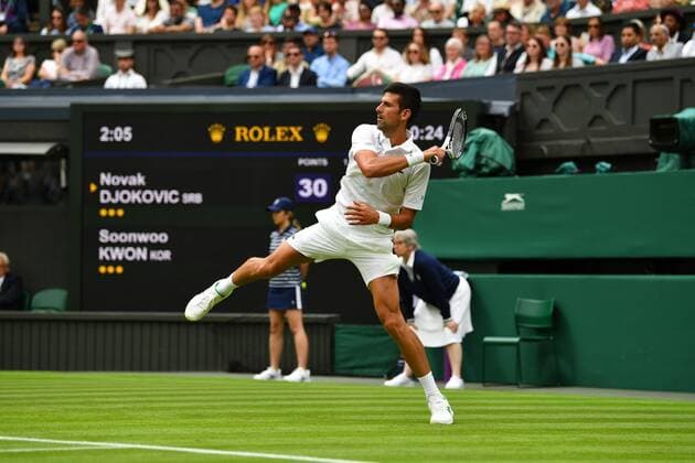 Mandatory Credit: Photo by James Veysey Shutterstock (13002284m) Novak Djokovic during his first round match Wimbledon Tennis Championships, Day 2, The All England Lawn Tennis and Croquet Club, London, UK - 27 Jun 2022 Wimbledon Tennis Championships, Day 2, The All England Lawn Tennis and Croquet Club, London, UK - 27 Jun 2022  Copyright: xJamesxVeysey Shutterstockx 13002284m