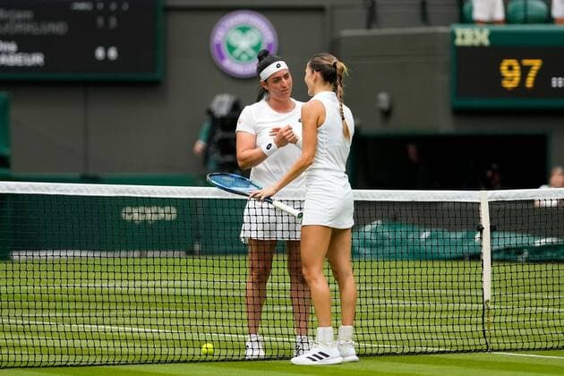 Mandatory Credit: Photo by Dave Shopland Shutterstock (13002015y) Ons Jabeur after winning her first round match Wimbledon Tennis Championships, Day 1, The All England Lawn Tennis and Croquet Club, London, UK - 27 Jun 2022 Wimbledon Tennis Championships, Day 1, The All England Lawn Tennis and Croquet Club, London, UK - 27 Jun 2022  Copyright: xDavexShopland Shutterstockx 13002015y