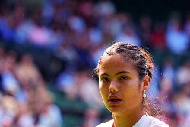 Mandatory Credit: Photo by Javier Garcia Shutterstock (13002017cz) Emma Raducanu during her first round match Wimbledon Tennis Championships, Day 1, The All England Lawn Tennis and Croquet Club, London, UK - 27 Jun 2022 Wimbledon Tennis Championships, Day 1, The All England Lawn Tennis and Croquet Club, London, UK - 27 Jun 2022  Copyright: xJavierxGarcia Shutterstockx 13002017cz