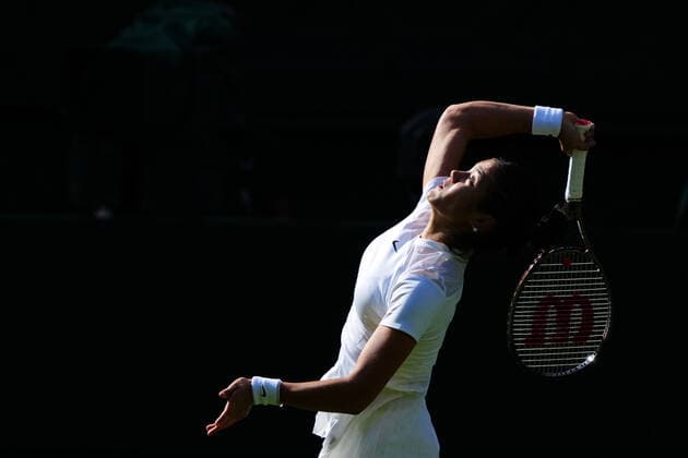Mandatory Credit: Photo by Javier Garcia Shutterstock (13002017eo) Emma Raducanu during her first round match Wimbledon Tennis Championships, Day 1, The All England Lawn Tennis and Croquet Club, London, UK - 27 Jun 2022 Wimbledon Tennis Championships, Day 1, The All England Lawn Tennis and Croquet Club, London, UK - 27 Jun 2022  Copyright: xJavierxGarcia Shutterstockx 13002017eo