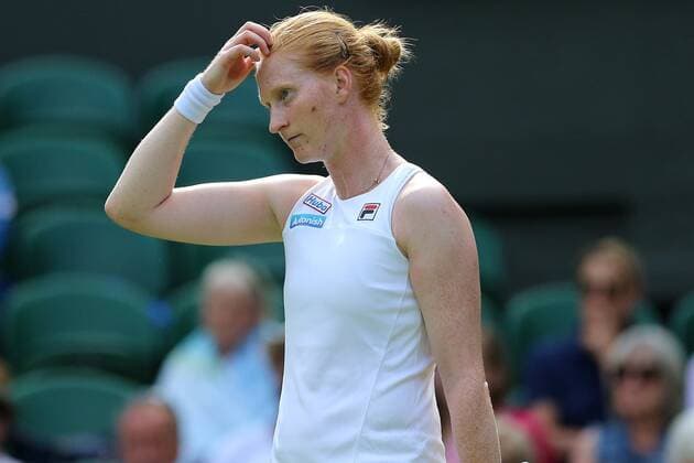 Great Britain, London, All England Lawn Tennis Club, The Championships Wimbledon 2022 - DAY 1- 27 06 2022 Belgian player Alison Van Uytvanck (BEL) pictured during her first round against No.10 seed Emma Raducanu (GBR) in London , All England Lawn Tennis Club at The Championships Wimbledon 2022 The Championships Wimbledon 2022- DAY 1- 27 06 2022 PhotoNews Panoramic 
