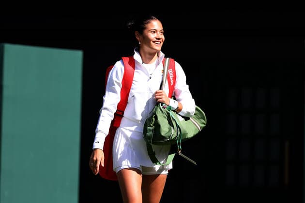 27th June 2022, All England Lawn Tennis and Croquet Club, London, England; Wimbledon Tennis tournament; Emma Raducanu is introduced to the crowd for her match with Alison Van Uytvanck in the ladies singles  ActionPlus12402598 ShaunxBrooks