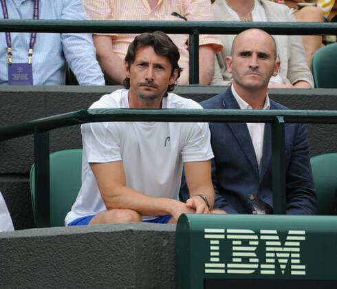 Tennis - 2022 Wimbledon Championships - Week One - Day One (Monday) - All England Lawn Tennis Club, Wimbledon - Monday 27th June 2022 Jan - Lennard Struff v Carlos Alcaraz Coaches of Carlos Alcaraz of Spain 