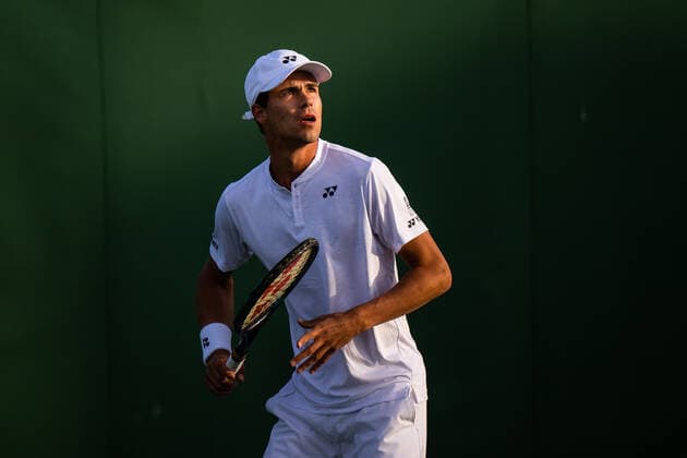 220627 Daniel Altmaier of Germany competes in a first round singles tennis match during day 1 of Wimbledon on June 27, 2022 in London Photo Mathias Bergeld BILDBYRAN kod MB MB0412 tennis wimbledon day 1 bbeng tyskland germany,  Copyright: MATHIASxBERGELD BB220627MB109