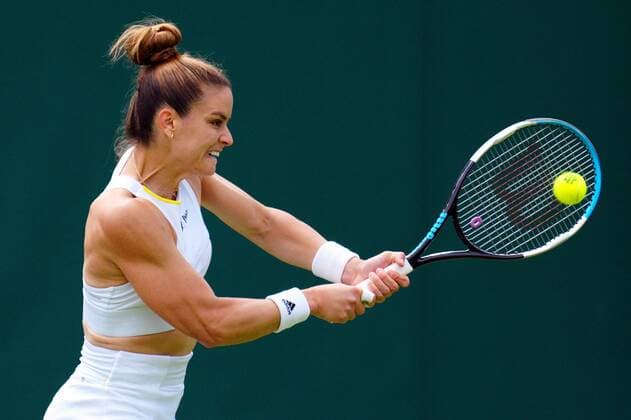 Mandatory Credit: Photo by Javier Garcia Shutterstock (13002021r) Maria Sakkari during her first round match Wimbledon Tennis Championships, Day 2, The All England Lawn Tennis and Croquet Club, London, UK - 28 Jun 2022 Wimbledon Tennis Championships, Day 2, The All England Lawn Tennis and Croquet Club, London, UK - 28 Jun 2022  Copyright: xJavierxGarcia Shutterstockx 13002021r