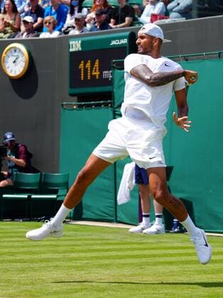 Mandatory Credit: Photo by Javier Garcia Shutterstock (13002021bl) Nick Kyrgios during his first round match Wimbledon Tennis Championships, Day 2, The All England Lawn Tennis and Croquet Club, London, UK - 28 Jun 2022 Wimbledon Tennis Championships, Day 2, The All England Lawn Tennis and Croquet Club, London, UK - 28 Jun 2022  Copyright: xJavierxGarcia Shutterstockx 13002021bl