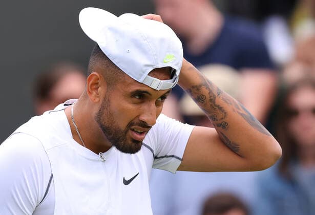 28th June 2022, All England Lawn Tennis and Croquet Club, London, England; Wimbledon Tennis tournament; Nick Kyrgios during his match with Paul Jubb in the mens singles  ActionPlus12402719 ShaunxBrooks