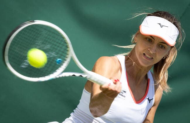 Belgian Maryna Zanevska pictured in action during a first round game in the women s singles tournament against Czech Krejcikova at the 2022 Wimbledon grand slam tennis tournament at the All England Tennis Club, in south-west London, Britain, Tuesday 28 June 2022. BENOITxDOPPAGNE  x36716154x