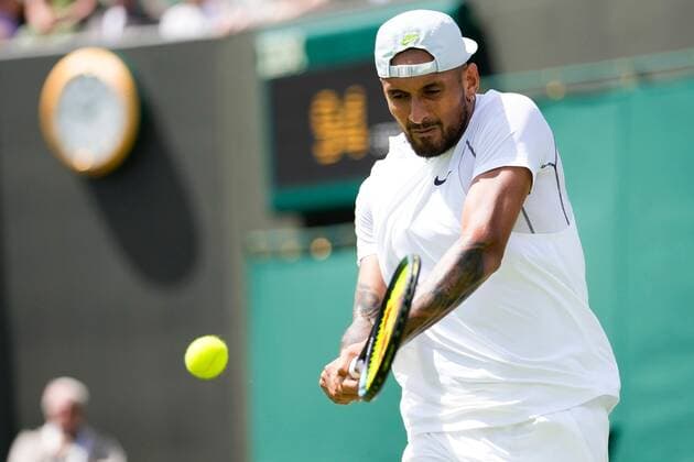 Mandatory Credit: Photo by Dave Shopland Shutterstock (13002019al) Nick Kyrgios during his first round match Wimbledon Tennis Championships, Day 2, The All England Lawn Tennis and Croquet Club, London, UK - 28 Jun 2022 Wimbledon Tennis Championships, Day 2, The All England Lawn Tennis and Croquet Club, London, UK - 28 Jun 2022  Copyright: xDavexShopland Shutterstockx 13002019al