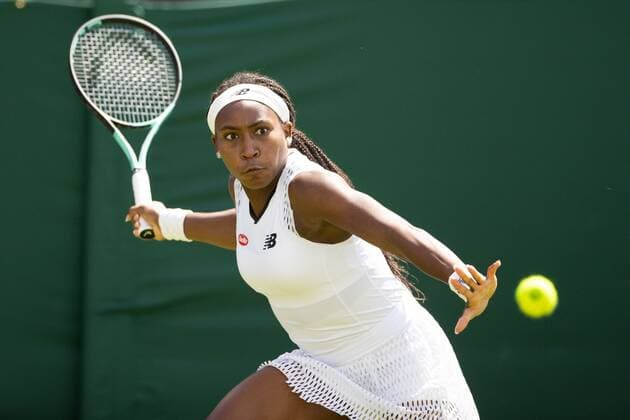 Mandatory Credit: Photo by Ella Ling Shutterstock (13002020ad) Coco Gauff during her first round match Wimbledon Tennis Championships, Day 2, The All England Lawn Tennis and Croquet Club, London, UK - 28 Jun 2022 Wimbledon Tennis Championships, Day 2, The All England Lawn Tennis and Croquet Club, London, UK - 28 Jun 2022  Copyright: xEllaxLing Shutterstockx 13002020ad