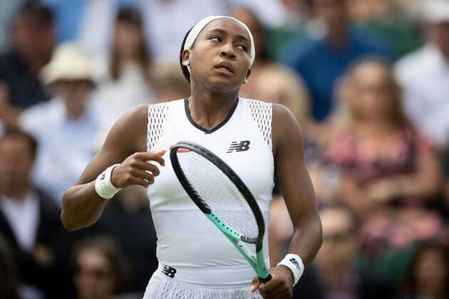 Mandatory Credit: Photo by Ella Ling Shutterstock (13002020l) Coco Gauff during her first round match Wimbledon Tennis Championships, Day 2, The All England Lawn Tennis and Croquet Club, London, UK - 28 Jun 2022 Wimbledon Tennis Championships, Day 2, The All England Lawn Tennis and Croquet Club, London, UK - 28 Jun 2022  Copyright: xEllaxLing Shutterstockx 13002020l