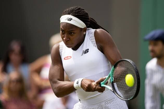 Mandatory Credit: Photo by Ella Ling Shutterstock (13002020m) Coco Gauff during her first round match Wimbledon Tennis Championships, Day 2, The All England Lawn Tennis and Croquet Club, London, UK - 28 Jun 2022 Wimbledon Tennis Championships, Day 2, The All England Lawn Tennis and Croquet Club, London, UK - 28 Jun 2022  Copyright: xEllaxLing Shutterstockx 13002020m