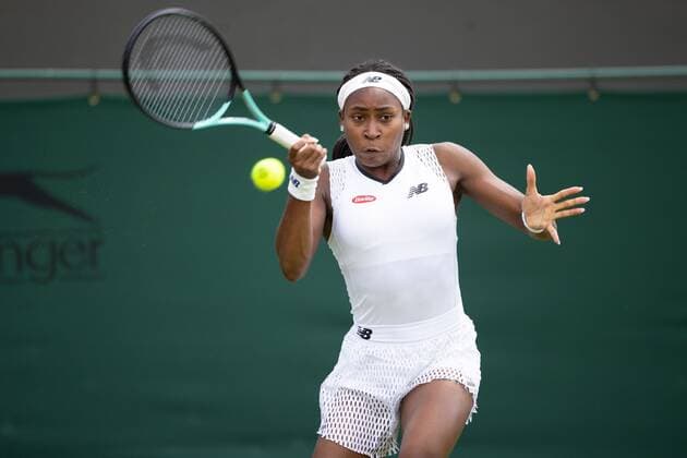 Mandatory Credit: Photo by Ella Ling Shutterstock (13002020x) Coco Gauff during her first round match Wimbledon Tennis Championships, Day 2, The All England Lawn Tennis and Croquet Club, London, UK - 28 Jun 2022 Wimbledon Tennis Championships, Day 2, The All England Lawn Tennis and Croquet Club, London, UK - 28 Jun 2022  Copyright: xEllaxLing Shutterstockx 13002020x