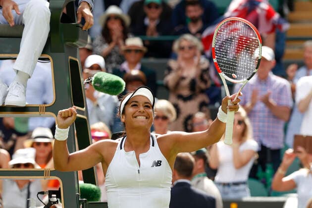 Heather Watson cheers after victory, jubilation, joy, emotion Tennis Wimbledon 2022 Grand Slam ITF ATP WTA AELTC London Great Britain 28 June 2022 Copyright: xJuergenxHasenkopfx