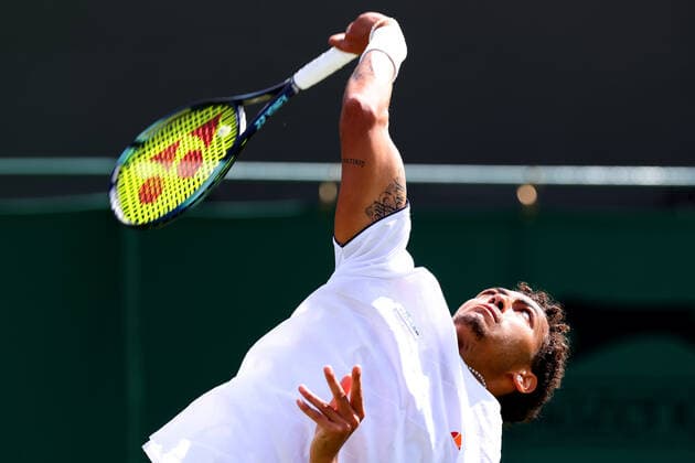 28th June 2022, All England Lawn Tennis and Croquet Club, London, England; Wimbledon Tennis tournament; Paul Jubb serves to Nick Kyrgios in the mens singles  ActionPlus12402734 ShaunxBrooks