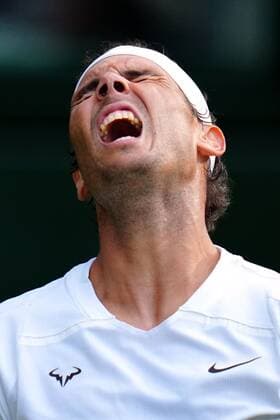 Mandatory Credit: Photo by Javier Garcia Shutterstock (13002021ii) Rafael Nadal reactsa during his first round match Wimbledon Tennis Championships, Day 2, The All England Lawn Tennis and Croquet Club, London, UK - 28 Jun 2022 Wimbledon Tennis Championships, Day 2, The All England Lawn Tennis and Croquet Club, London, UK - 28 Jun 2022  Copyright: xJavierxGarcia Shutterstockx 13002021ii