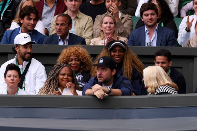 28th June 2022, All England Lawn Tennis and Croquet Club, London, England; Wimbledon Tennis tournament; Sister Venus Williams, Mum Oracene Price and husband Alexis Ohanian support Serena Williams through her match with Harmony Tan  ActionPlus12402774 ShaunxBrooks