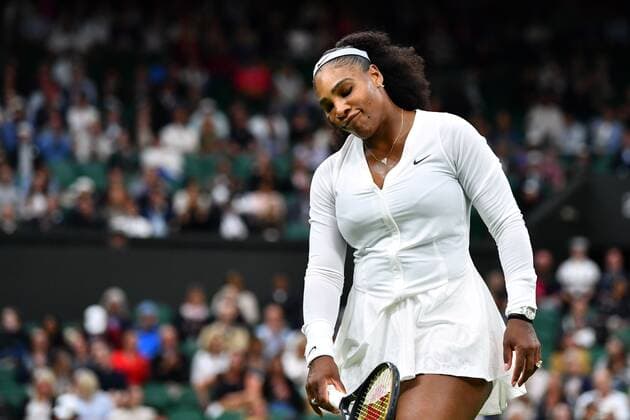 Mandatory Credit: Photo by James Veysey Shutterstock (13002287hb) Serena Williams dejected during her first round match Wimbledon Tennis Championships, Day 2, The All England Lawn Tennis and Croquet Club, London, UK - 28 Jun 2022 Wimbledon Tennis Championships, Day 2, The All England Lawn Tennis and Croquet Club, London, UK - 28 Jun 2022  Copyright: xJamesxVeysey Shutterstockx 13002287hb