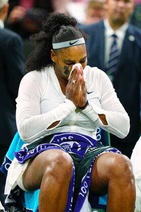 Mandatory Credit: Photo by James Veysey Shutterstock (13002287hl) Serena Williams between games during her first round match Wimbledon Tennis Championships, Day 2, The All England Lawn Tennis and Croquet Club, London, UK - 28 Jun 2022 Wimbledon Tennis Championships, Day 2, The All England Lawn Tennis and Croquet Club, London, UK - 28 Jun 2022  Copyright: xJamesxVeysey Shutterstockx 13002287hl