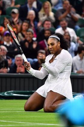 Mandatory Credit: Photo by James Veysey Shutterstock (13002287ho) Serena Williams celebrates during her first round match Wimbledon Tennis Championships, Day 2, The All England Lawn Tennis and Croquet Club, London, UK - 28 Jun 2022 Wimbledon Tennis Championships, Day 2, The All England Lawn Tennis and Croquet Club, London, UK - 28 Jun 2022  Copyright: xJamesxVeysey Shutterstockx 13002287ho