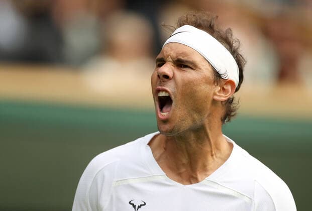 Sport Bilder des Tages (220629) -- LONDON, June 29, 2022 -- Rafael Nadal celebrates after winning the men s singles first round match between Rafael Nadal of Spain and Francisco Cerundolo of Argentina at Wimbledon Tennis Championship in London, Britain, on June 28, 2022. ) (SP)BRITAIN-LONDON-TENNIS-WIMBLEDON-DAY 2 LixYing 