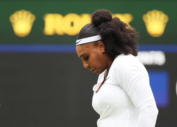 (220629) -- LONDON, June 29, 2022 -- Serena Williams reacts during the women s singles first round match between Serena Williams of the United States and Harmony Tan of France at Wimbledon Tennis Championship in London, Britain, on June 28, 2022. ) (SP)BRITAIN-LONDON-TENNIS-WIMBLEDON-DAY 2 LixYing 