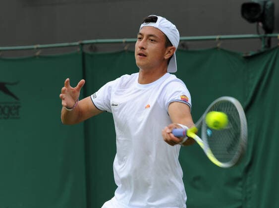Tennis - 2022 Wimbledon Championships - Week One - Day Two (Wednesday) - All England Lawn Tennis Club, Wimbledon - Wednesday 29th June 2022 Ryan Peniston v Steve Johnson Ryan Peniston of Great Britain 