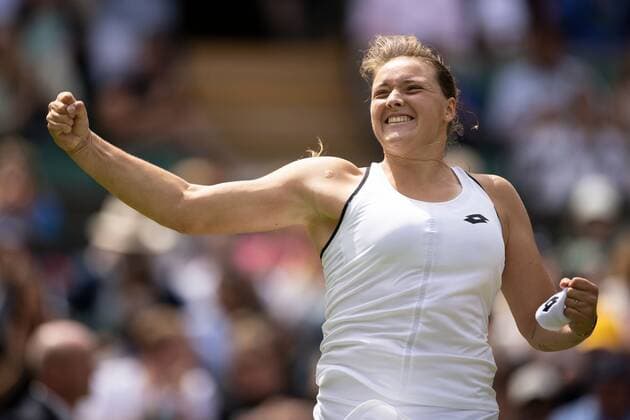 Mandatory Credit: Photo by Ella Ling Shutterstock (13008247h) Jule Niemeier celebrates after winning her second round match against Anett Kontaveit Wimbledon Tennis Championships, Day 3, The All England Lawn Tennis and Croquet Club, London, UK - 29 Jun 2022 Wimbledon Tennis Championships, Day 3, The All England Lawn Tennis and Croquet Club, London, UK - 29 Jun 2022  Copyright: xEllaxLing Shutterstockx 13008247h