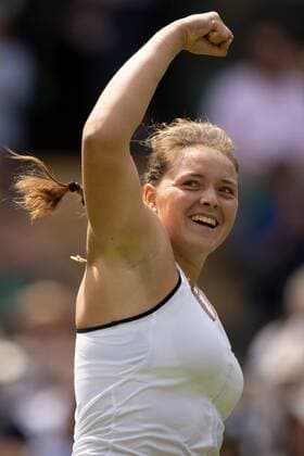 Mandatory Credit: Photo by Ella Ling Shutterstock (13008247k) Jule Niemeier celebrates after winning her second round match against Anett Kontaveit Wimbledon Tennis Championships, Day 3, The All England Lawn Tennis and Croquet Club, London, UK - 29 Jun 2022 Wimbledon Tennis Championships, Day 3, The All England Lawn Tennis and Croquet Club, London, UK - 29 Jun 2022  Copyright: xEllaxLing Shutterstockx 13008247k
