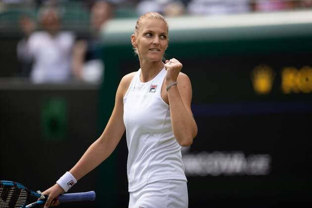 Mandatory Credit: Photo by Ella Ling Shutterstock (13008247z) Karolina Pliskova celebrates after winning her second round match Wimbledon Tennis Championships, Day 3, The All England Lawn Tennis and Croquet Club, London, UK - 29 Jun 2022 Wimbledon Tennis Championships, Day 3, The All England Lawn Tennis and Croquet Club, London, UK - 29 Jun 2022  Copyright: xEllaxLing Shutterstockx 13008247z