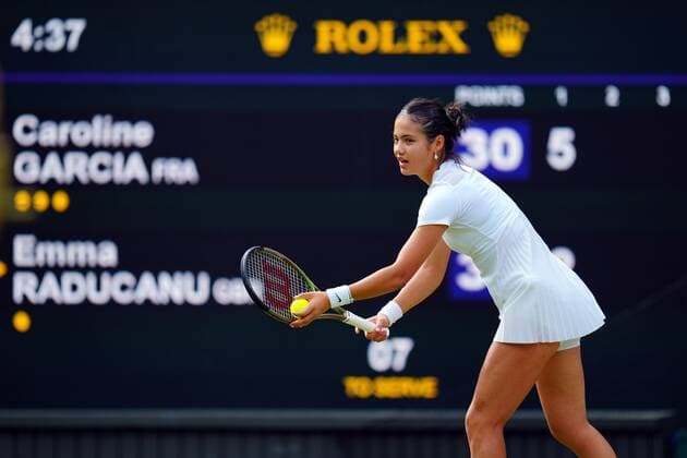 Mandatory Credit: Photo by Javier Garcia Shutterstock (13008249cz) Emma Raducanu during her second round match Wimbledon Tennis Championships, Day 3, The All England Lawn Tennis and Croquet Club, London, UK - 29 Jun 2022 Wimbledon Tennis Championships, Day 3, The All England Lawn Tennis and Croquet Club, London, UK - 29 Jun 2022  Copyright: xJavierxGarcia Shutterstockx 13008249cz