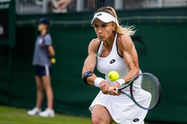 220629 Lesia Tsurenko of Ukraine competes in a second round singles tennis match during day 3 of the Wimbledon on June 29, 2022 in London Photo Mathias Bergeld BILDBYRAN kod MB MB0414 tennis wimbledon day 3 bbeng ukraina ukraine,  Copyright: MATHIASxBERGELD BB220629MB045