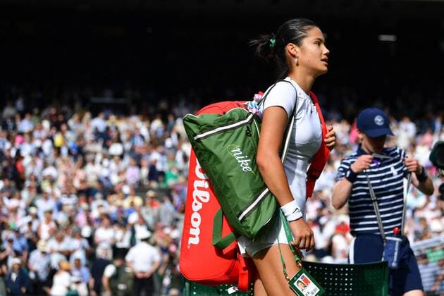 Mandatory Credit: Photo by James Veysey Shutterstock (13008248cd) Emma Raducanu walks off court after defeat in her second round match Wimbledon Tennis Championships, Day 3, The All England Lawn Tennis and Croquet Club, London, UK - 29 Jun 2022 Wimbledon Tennis Championships, Day 3, The All England Lawn Tennis and Croquet Club, London, UK - 29 Jun 2022  Copyright: xJamesxVeysey Shutterstockx 13008248cd