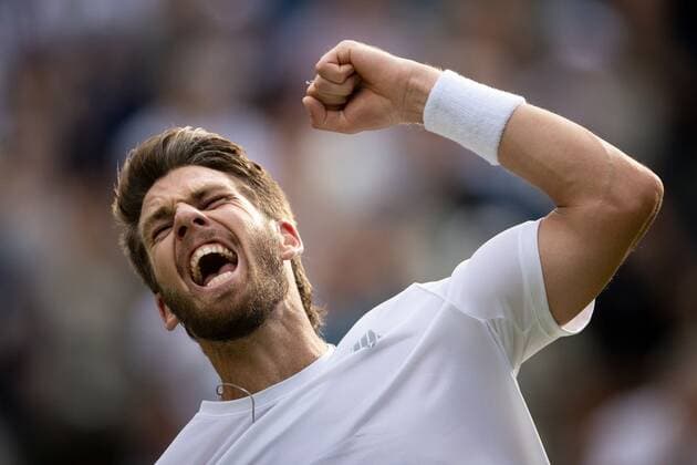 Mandatory Credit: Photo by Ella Ling Shutterstock (13008247dn) Cameron Norrie celebrates after winning his second round match Wimbledon Tennis Championships, Day 3, The All England Lawn Tennis and Croquet Club, London, UK - 29 Jun 2022 Wimbledon Tennis Championships, Day 3, The All England Lawn Tennis and Croquet Club, London, UK - 29 Jun 2022  Copyright: xEllaxLing Shutterstockx 13008247dn